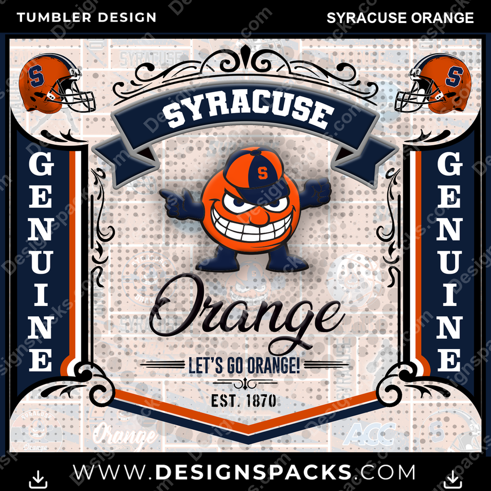 College Sport Bud Syracuse Orange Tumbler Digital Wrap Design