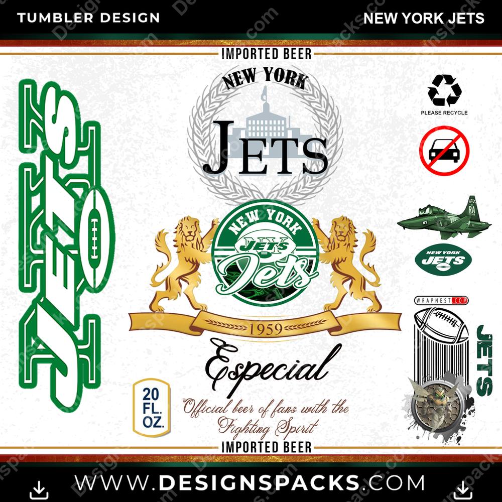 Football Modelo New York Jets Tumbler Digital Wrap Design