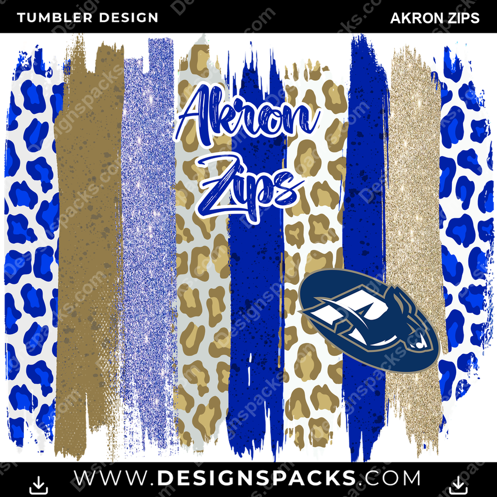 College Sport Brush Strokes Akron Zips NCAA College Sport Tumbler Digital Wrap Design Download