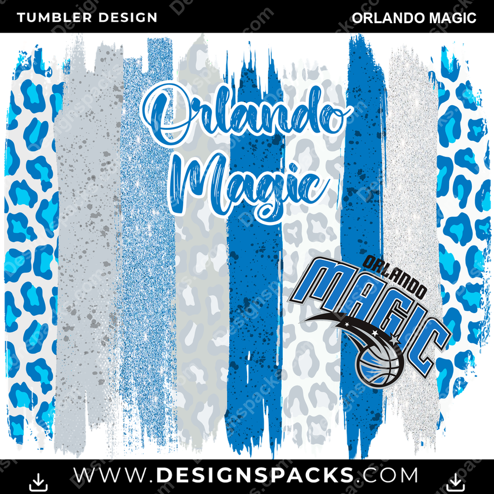 Basketball Brush Strokes Orlando Magic Tumbler Digital Wrap Design