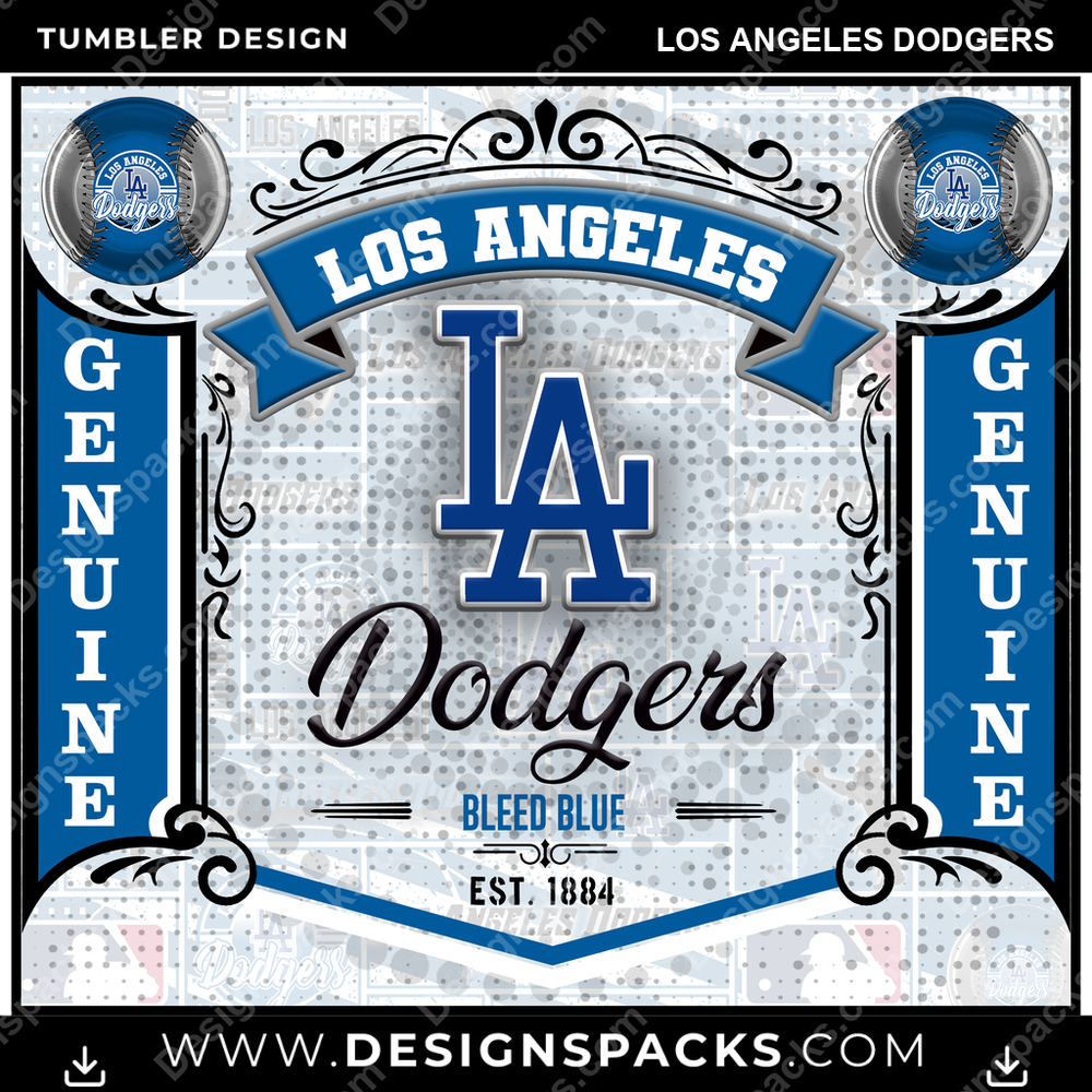 Baseball Bud Los Angeles Dodgers Tumbler Digital Wrap Design