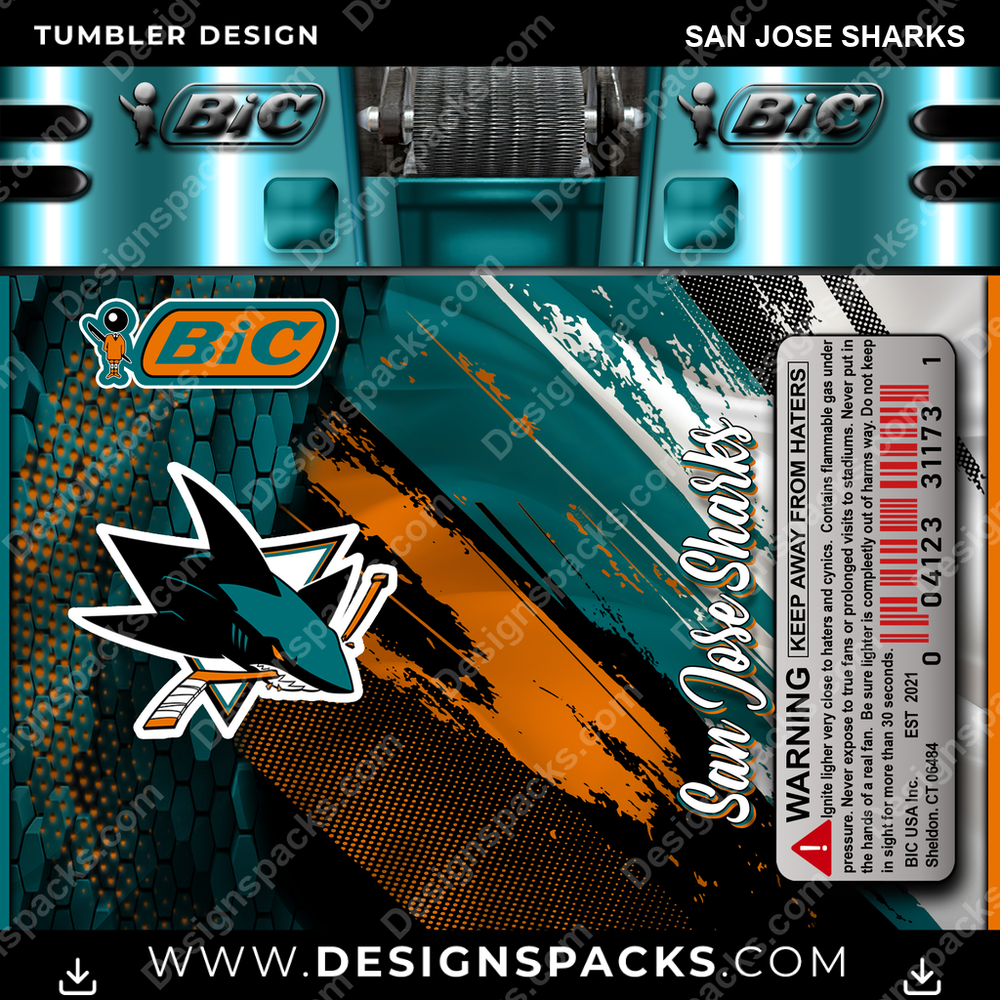 Hockey BIC Lighter San Jose Sharks NHL Hockey Tumbler Digital Wrap Design Download
