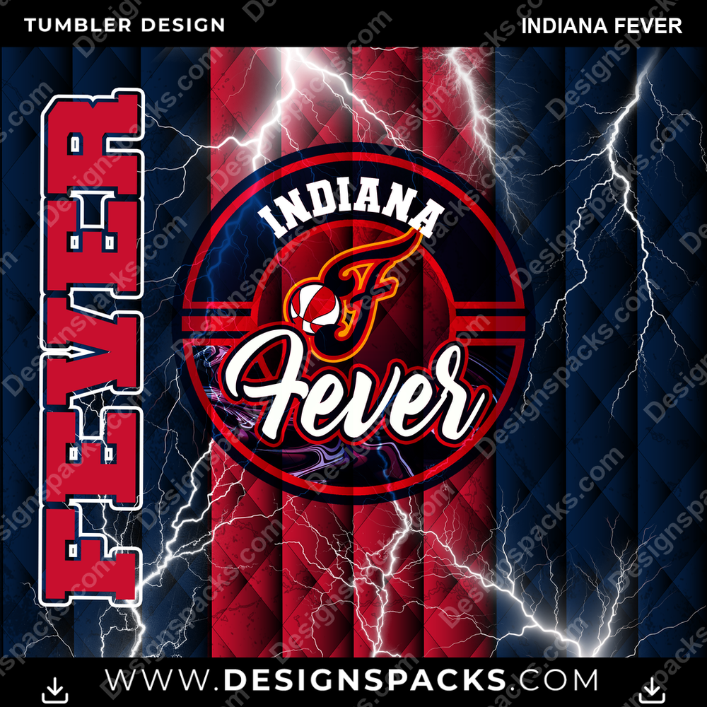 Basketball Diamond Indiana Fever Tumbler Digital Wrap Design