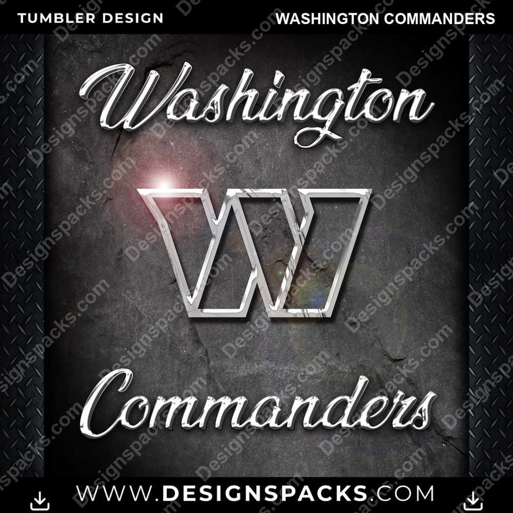 Football Chrome Washington Commanders Tumbler Digital Wrap Design