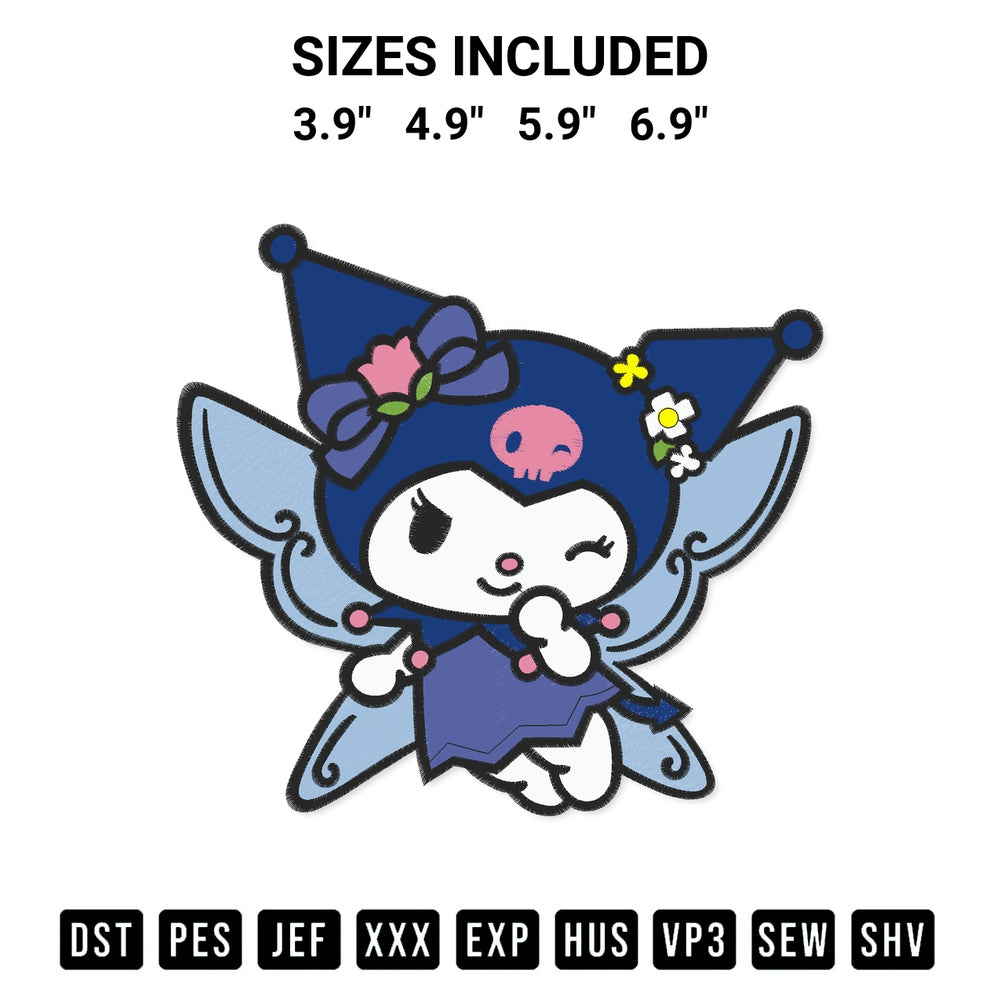 Download the Kuromi Butterfly Embroidery Design machine embroidery design exclusively at Designspacks.com. Premium digitized pattern for apparel and DIY crafts. Available sizes: 3.9", 4.9", 5.9", 6.9".