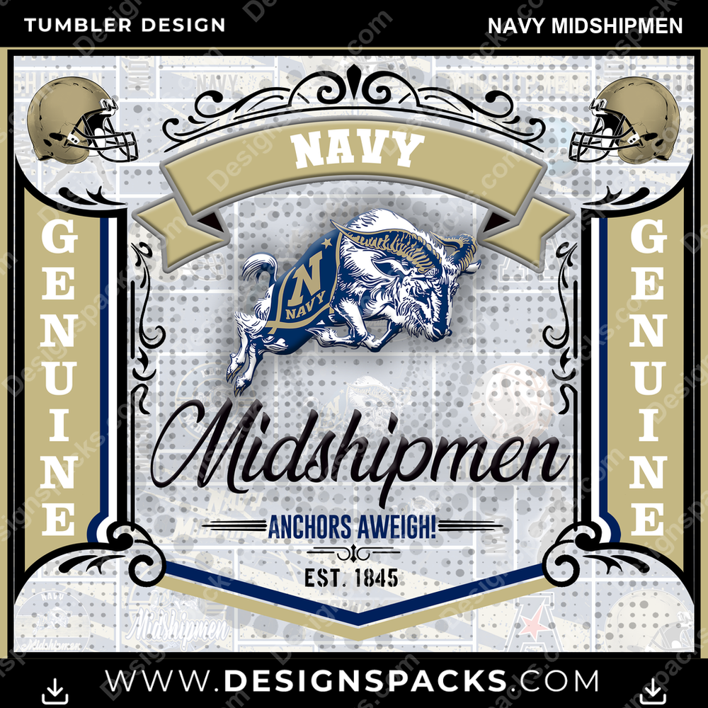 College Sport Bud Navy Midshipmen Tumbler Digital Wrap Design