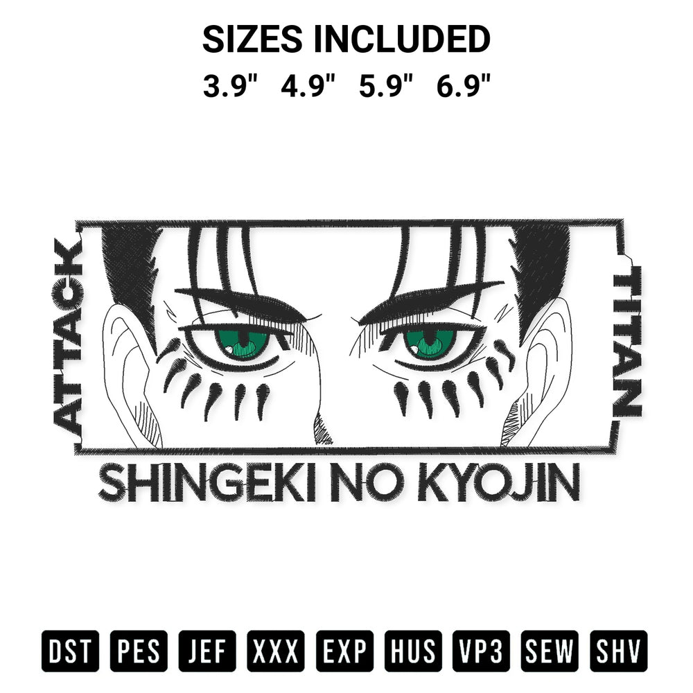 Discover the perfect addition to your crafting collection: Shingeki No Kyojin Anime Eyes Inspired Embroidery Design embroidery file. Instantly available at Designspacks.com. Available sizes: 3.9", 4.9", 5.9", 6.9".
