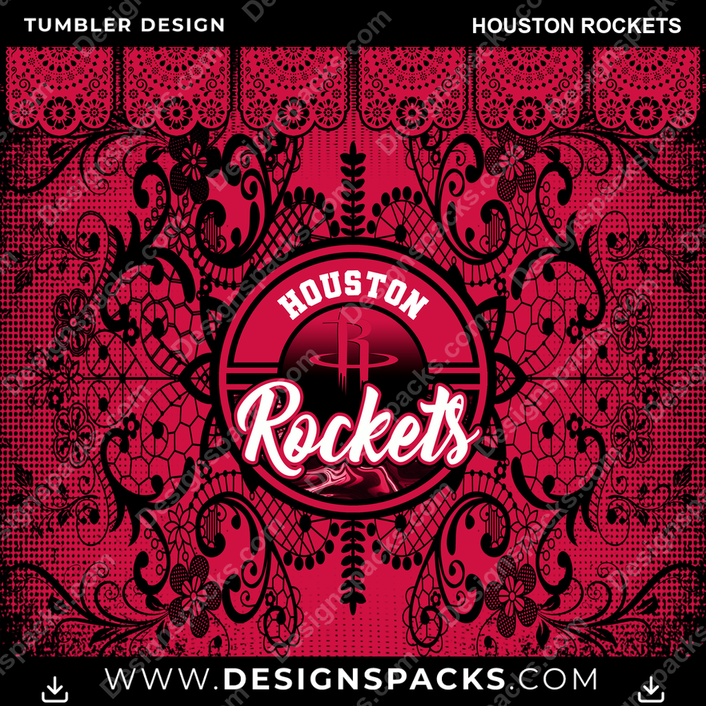 Basketball Lace & Logo Houston Rockets NBA Basketball Tumbler Digital Wrap Design Download