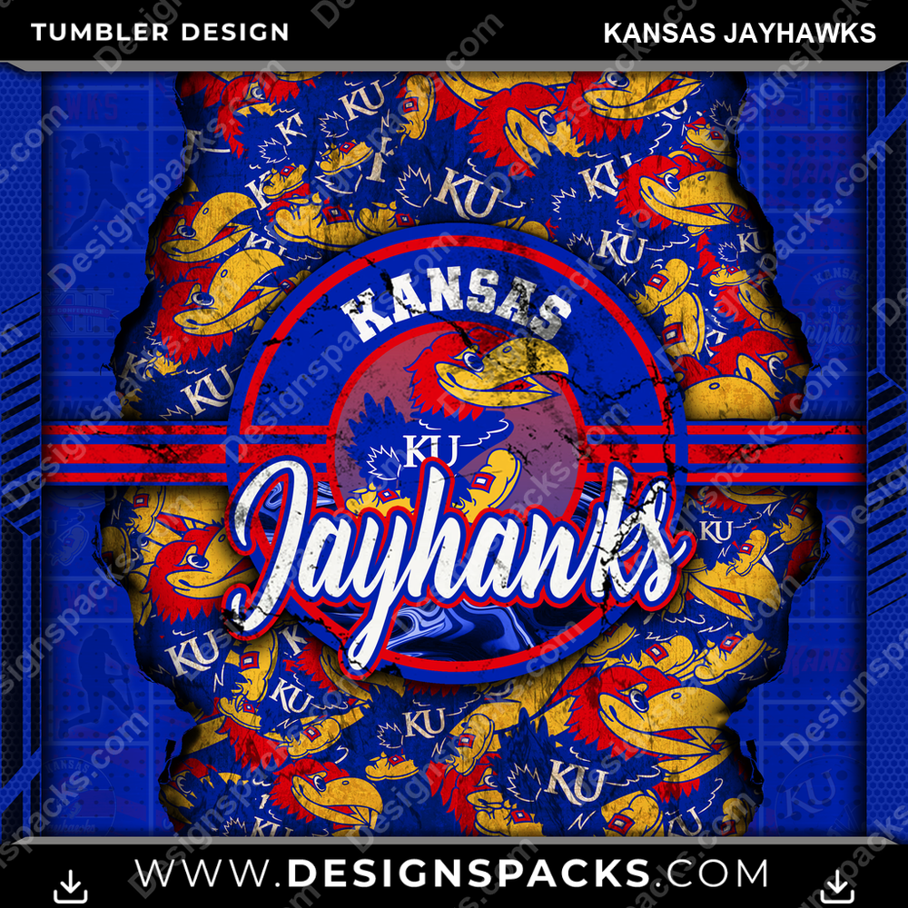 College Sport Ripped Kansas Jayhawks NCAA College Sport Tumbler Digital Wrap Design Download