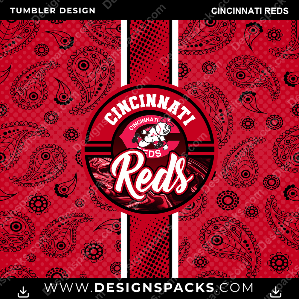 Baseball Handkerchief Cincinnati Reds Tumbler Digital Wrap Design
