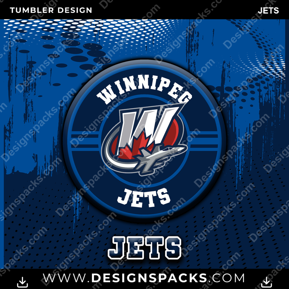 Ice Hockey Dot Logo JETS Tumbler Digital Wrap Design