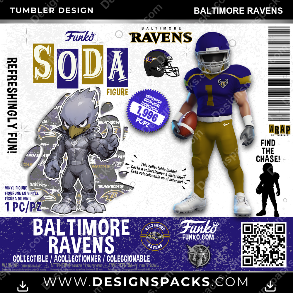 Football Funko Soda Baltimore Ravens NFL Football Tumbler Digital Wrap Design Download