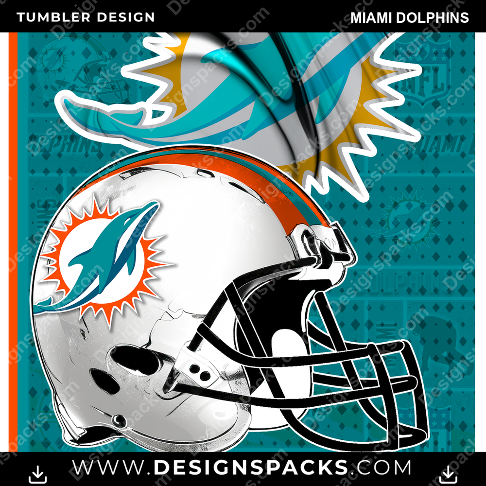 Football-Poster Miami Dolphins Tumbler Digital Wrap Design
