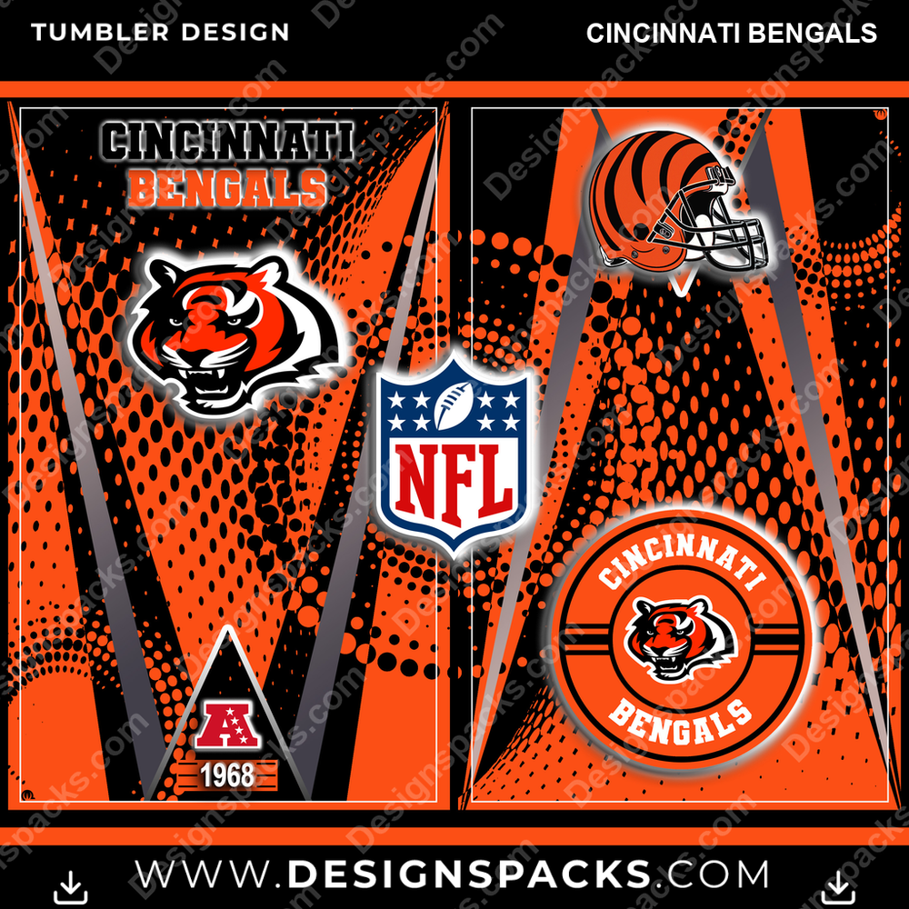 Football Team Logo Cincinnati Bengals Tumbler Digital Wrap Design