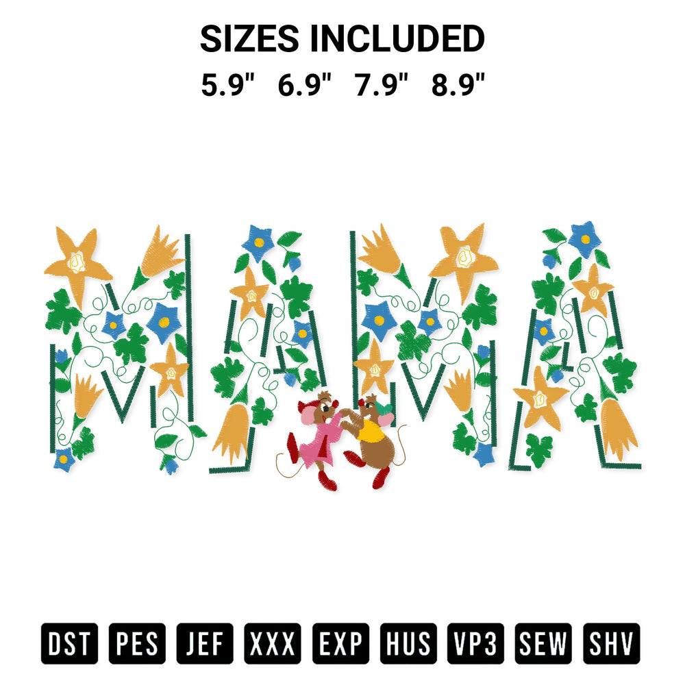 Elevate your next project with our Jaq And Gus Gus Mama Flower Embroidery Design embroidery file. Shop high-quality digital patterns instantly at Designspacks.com. Available sizes: 5.9", 6.9", 7.9", 8.9".