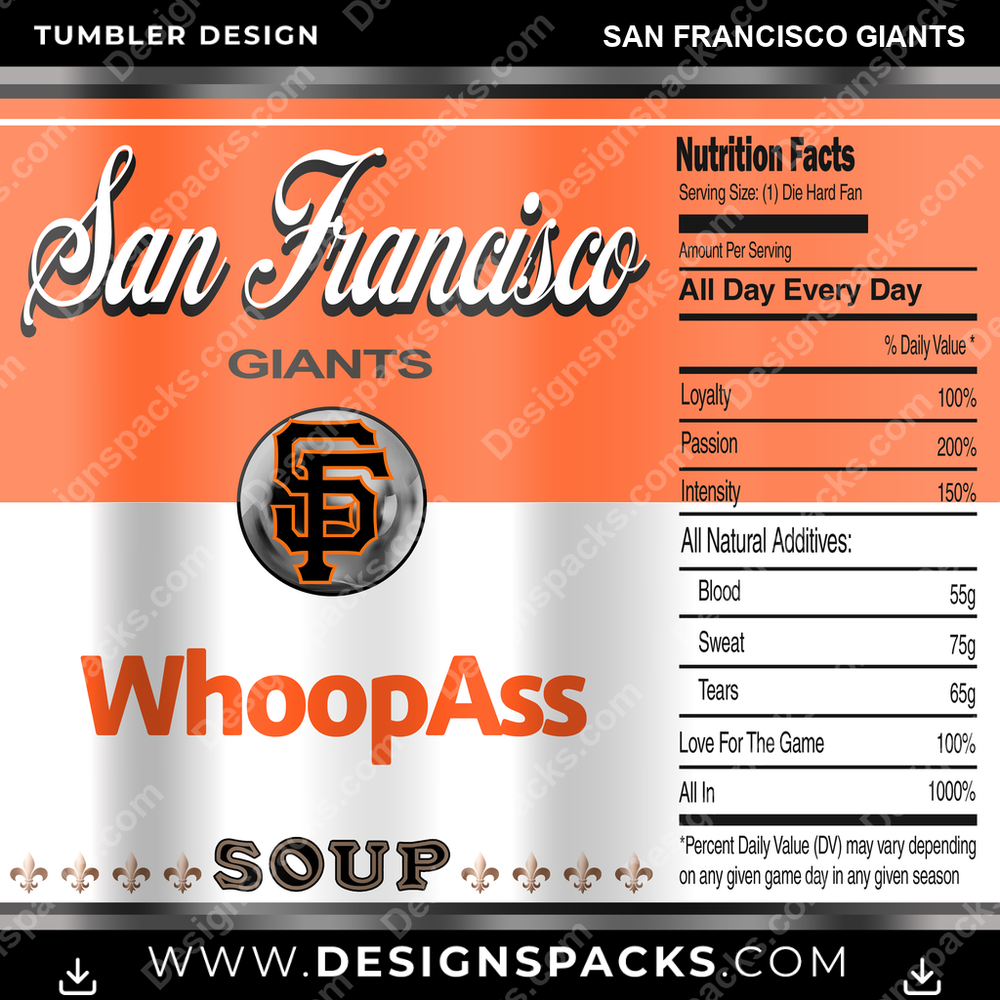 Baseball Soup Can San Francisco Giants Tumbler Digital Wrap Design
