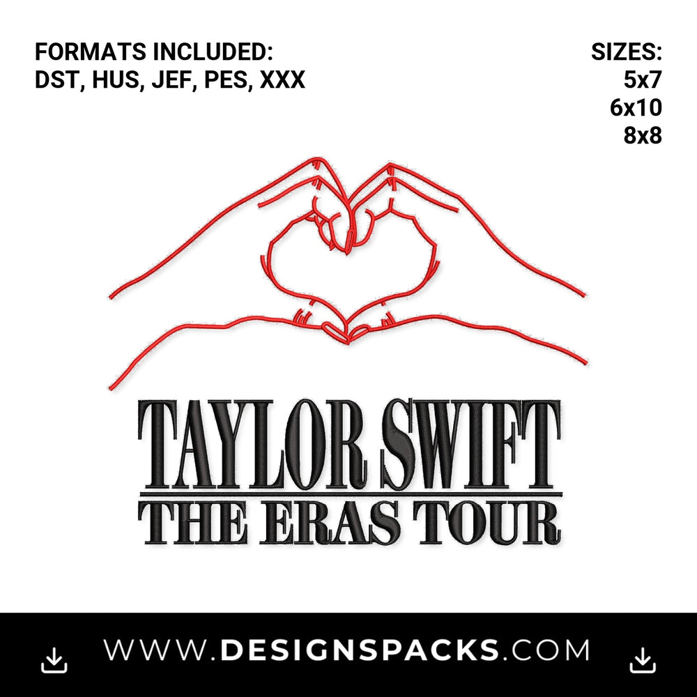 Taylor Swift The Eras Tour Heart Hands Embroidery Design - Instant digital download pattern at Designspacks.com