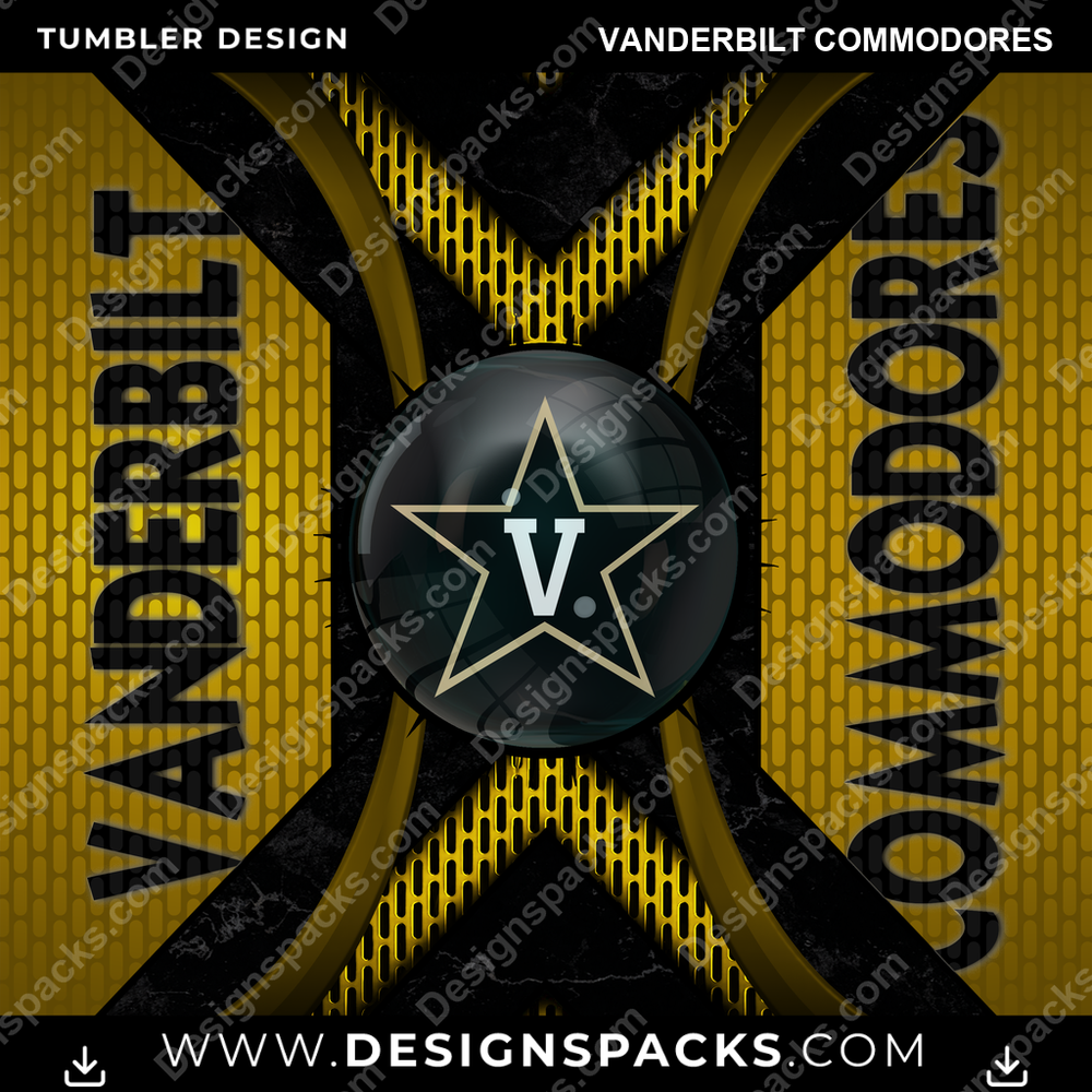 College Sport Metal Grating Vanderbilt Commodores Tumbler Digital Wrap Design