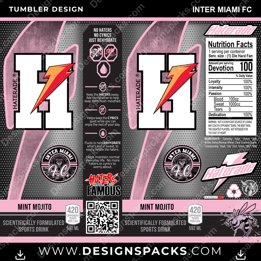 Soccer Haterade Inter Miami FC Tumbler Digital Wrap Design