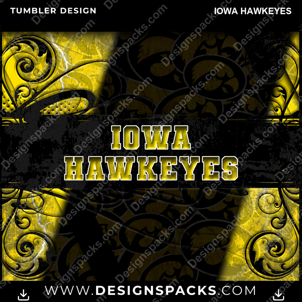 College Sport Elegant Iowa Hawkeyes Tumbler Digital Wrap Design