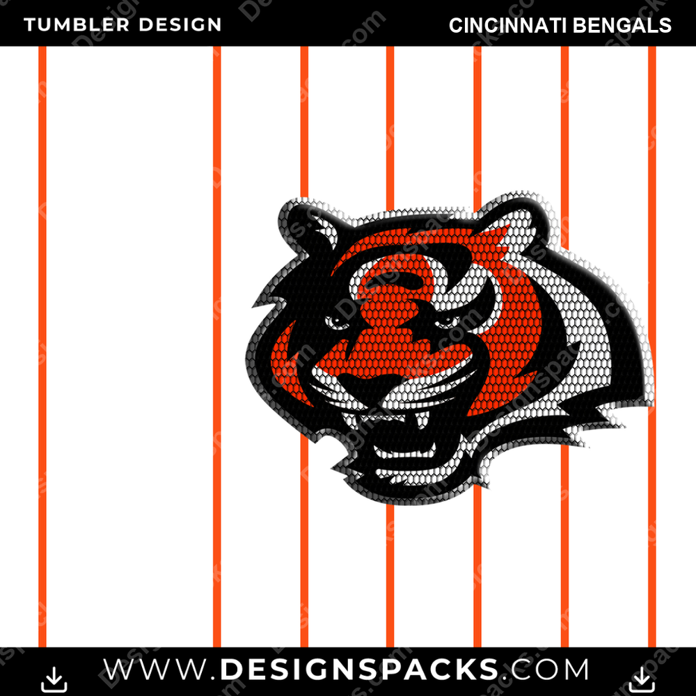 Football Honeycomb Logo Cincinnati Bengals NFL Football Tumbler Digital Wrap Design Download