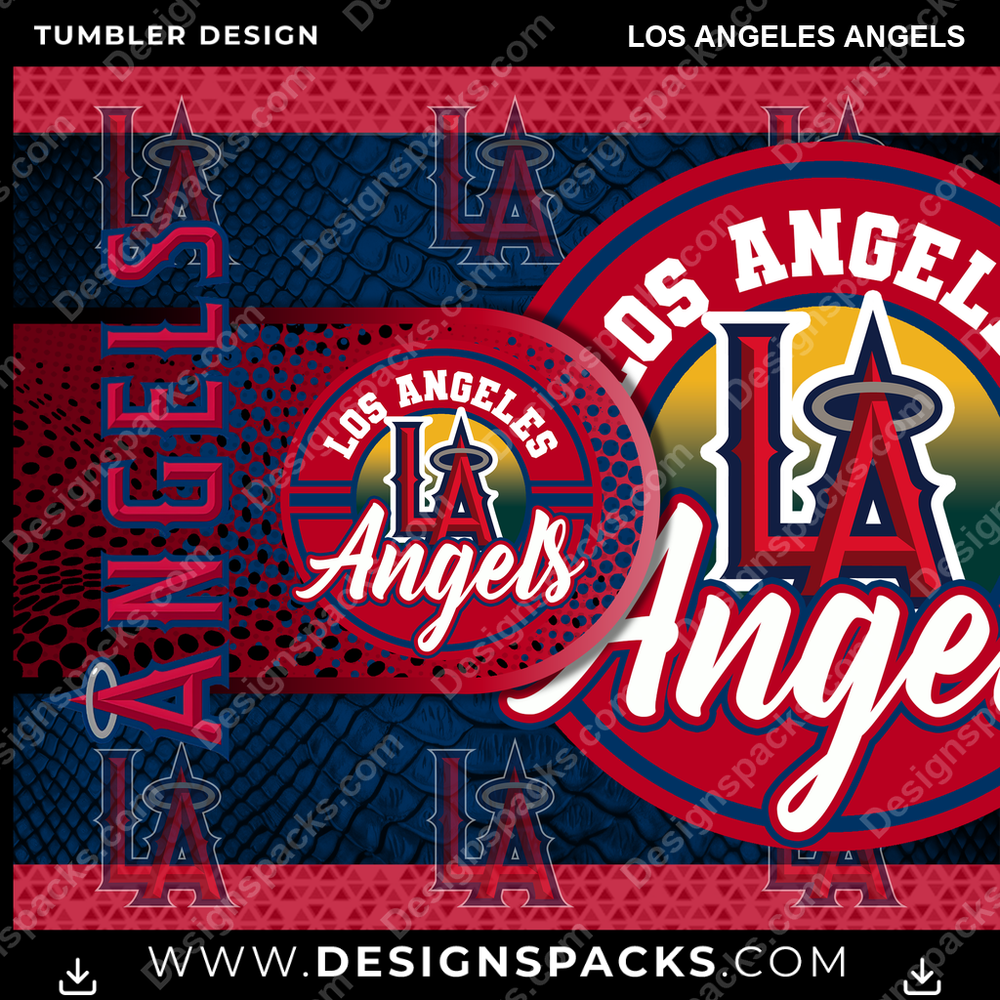 Baseball Hyper Los Angeles Angels Tumbler Digital Wrap Design