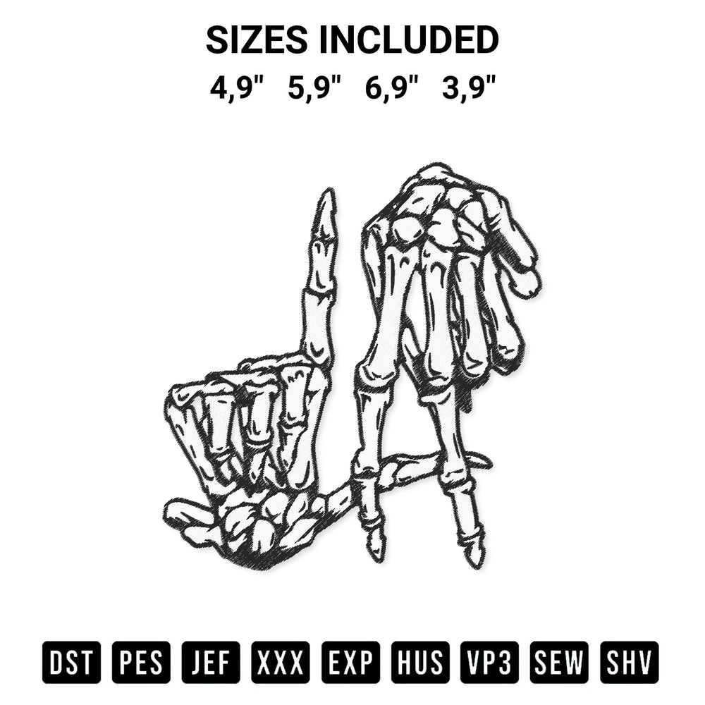 Transform your fabrics with the La Hand Sign Lazy Diy Halloween Costume Skeleton Los Angeles Logo Embroidery Design embroidery design. Instant access to premium digitized patterns at Designspacks.com. Available sizes: 4,9", 5,9", 6,9", 3,9".