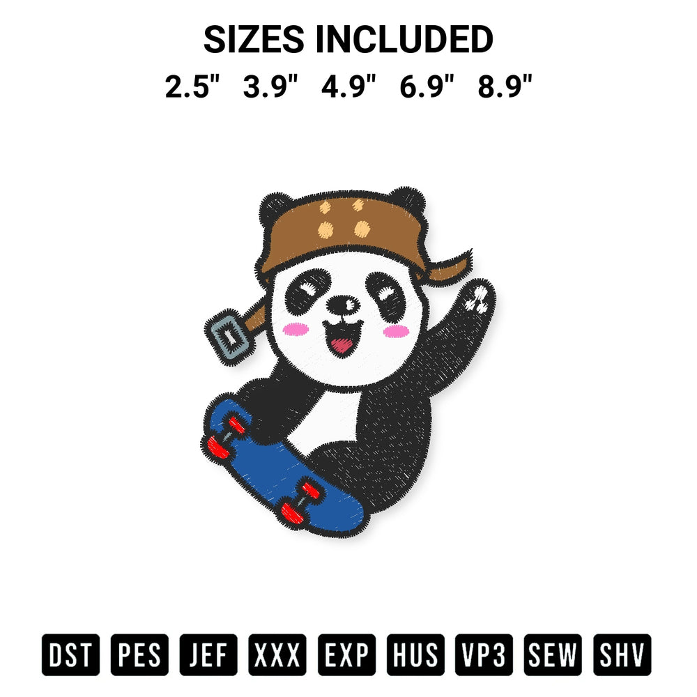 Looking for the perfect pattern? Download the Panda Skateboarding Embroidery Design embroidery design today at Designspacks.com. Crisp, clean stitching guaranteed. Available sizes: 2.5", 3.9", 4.9", 6.9", 8.9".