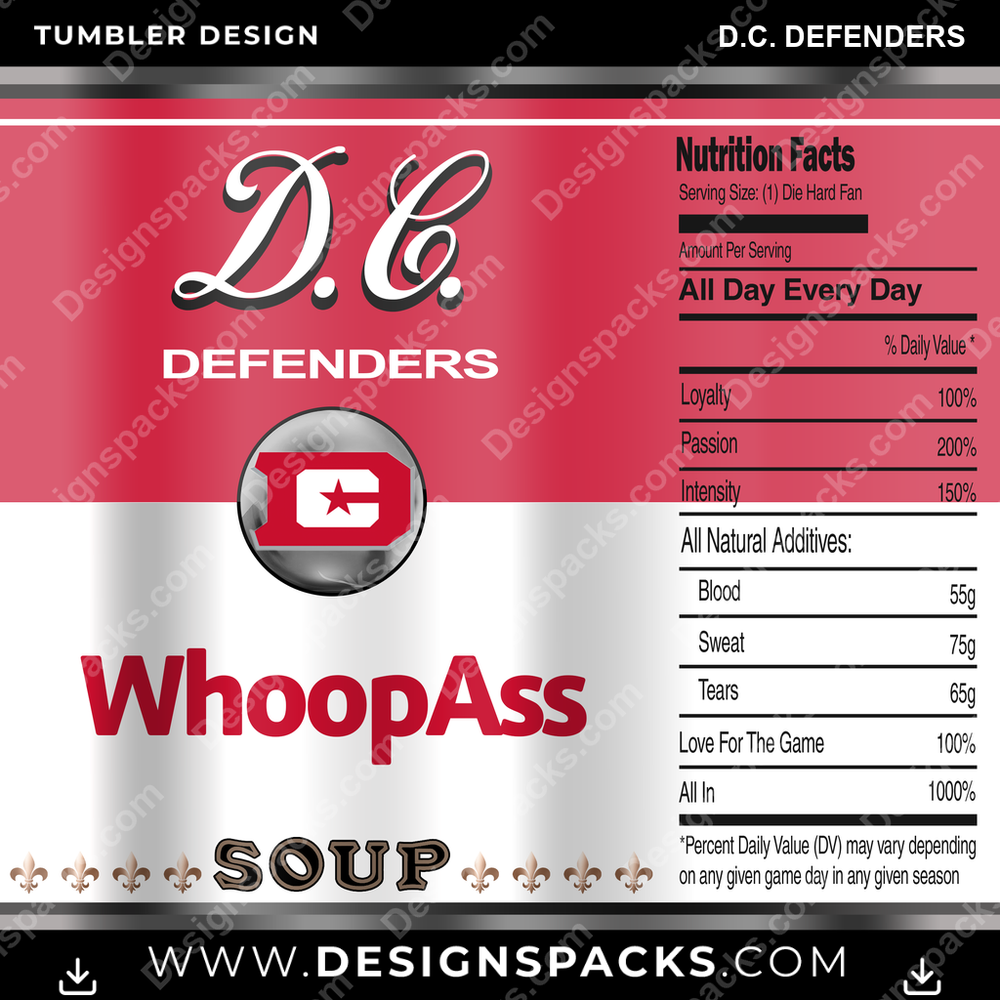 Canada Football Soup Can D.C. Defenders CFL Canada Tumbler Digital Wrap Design Download