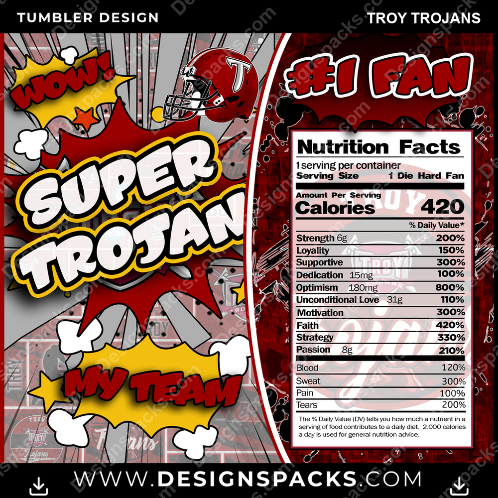 College Sport Super Team Troy Trojans NCAA College Sport Tumbler Digital Wrap Design Download