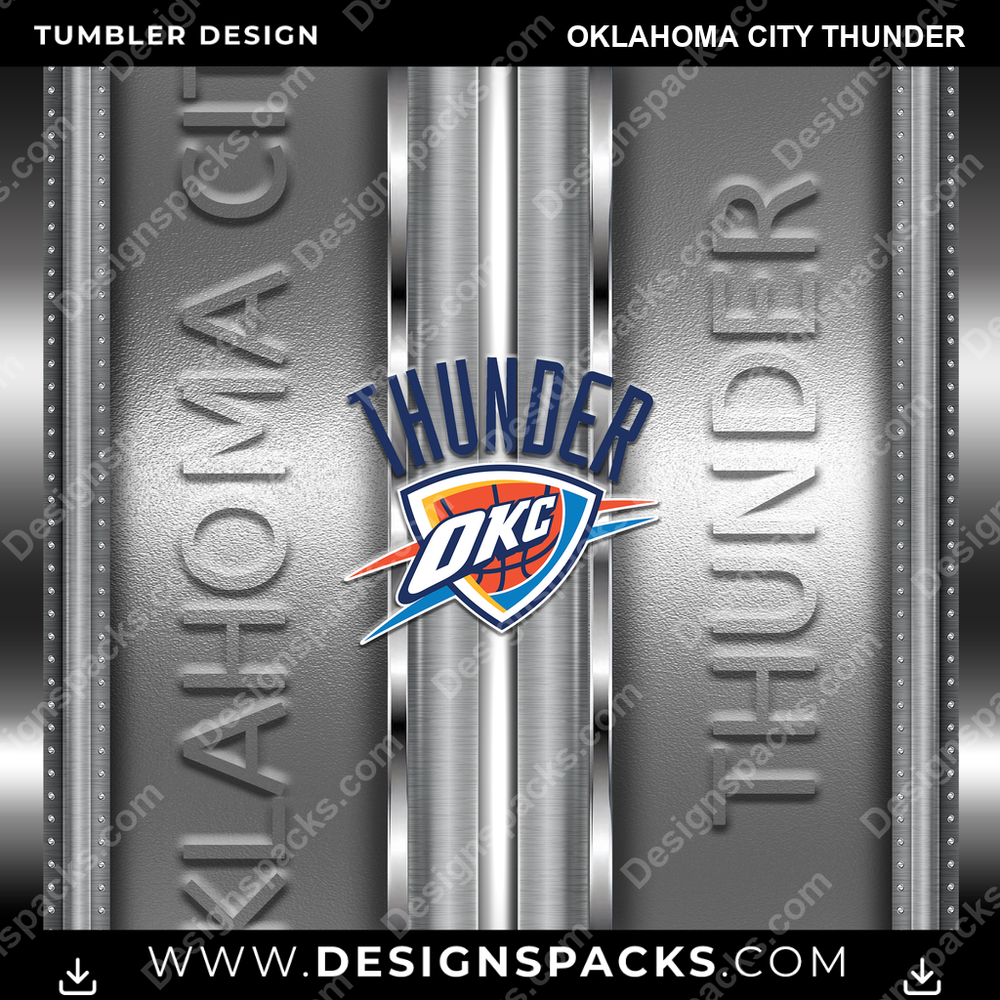 Basketball Metallic Oklahoma City Thunder Tumbler Digital Wrap Design