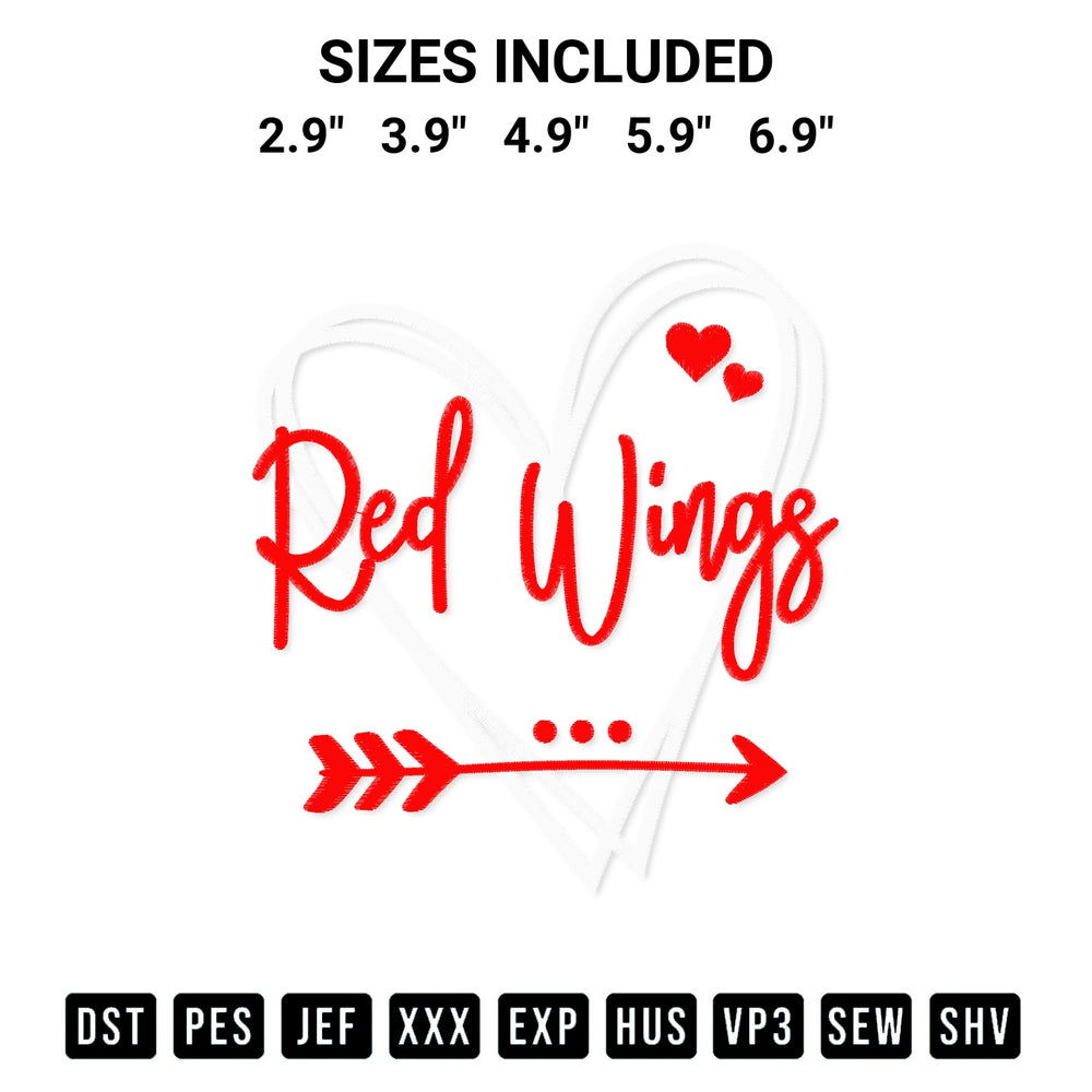 Download the Detroit Red Wings Heart Embroidery Design machine embroidery design exclusively at Designspacks.com. Premium digitized pattern for apparel and DIY crafts. Available sizes: 2.9", 3.9", 4.9", 5.9", 6.9".