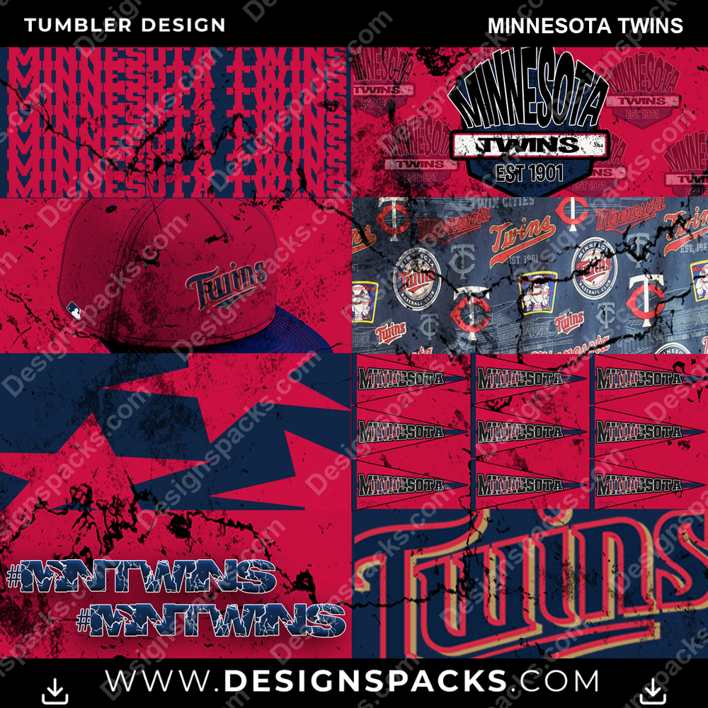 Baseball Distressed BG Minnesota Twins Tumbler Digital Wrap Design
