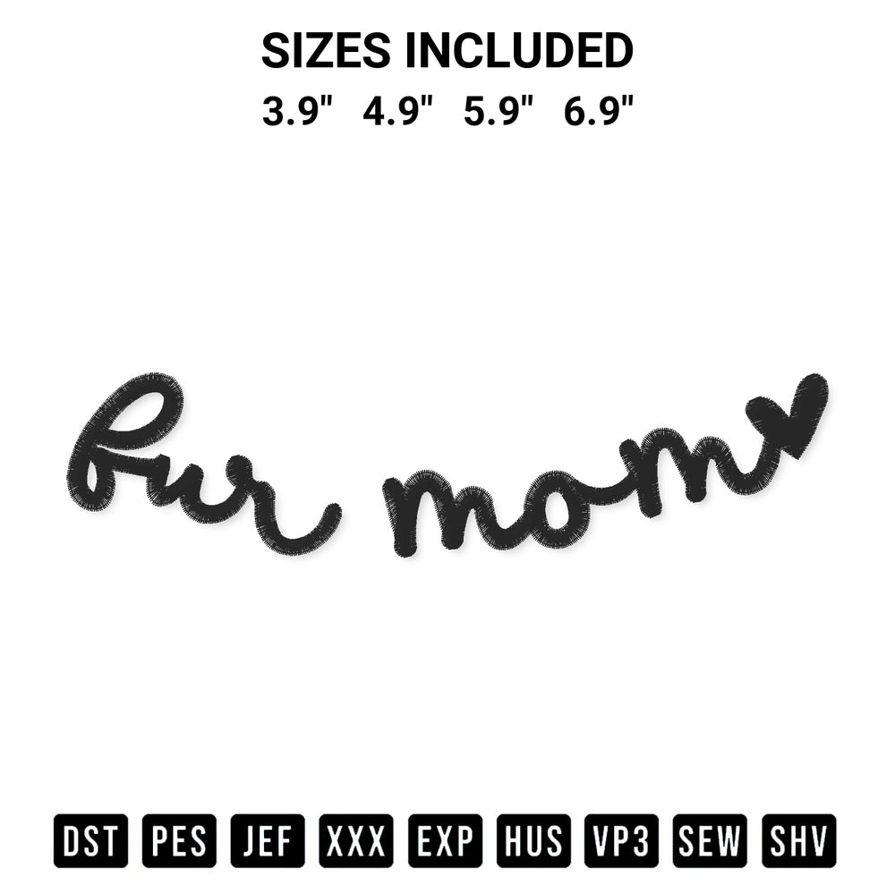 Discover the perfect addition to your crafting collection: Fur Mom Heart Embroidery Design embroidery file. Instantly available at Designspacks.com. Available sizes: 3.9", 4.9", 5.9", 6.9".