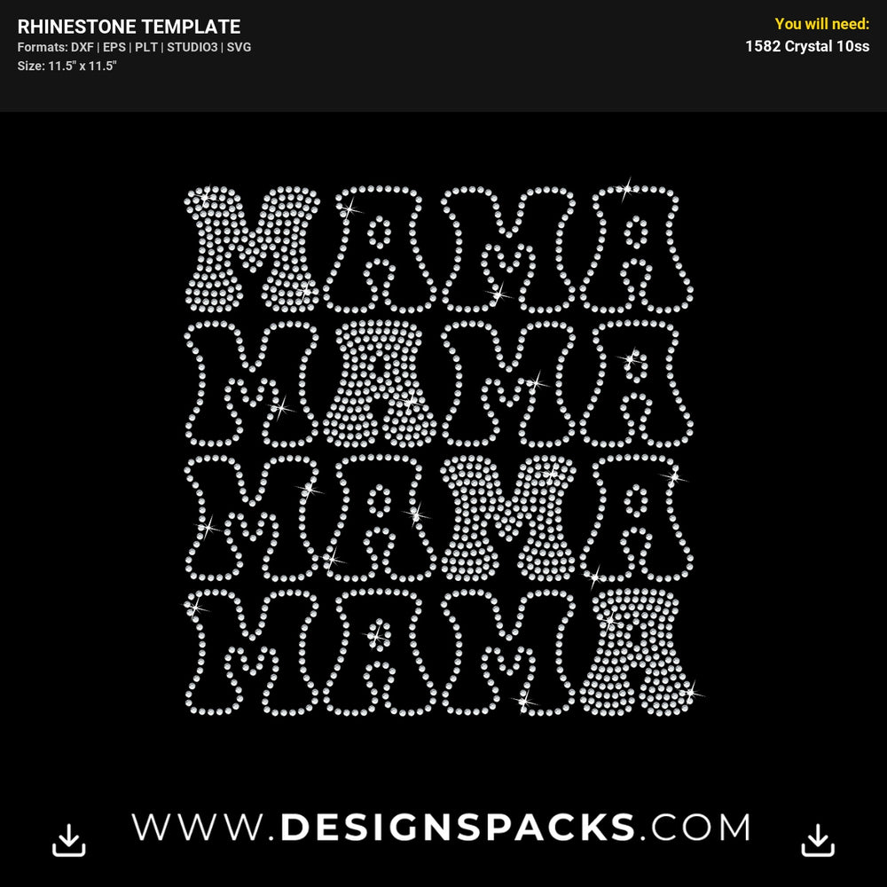 Mama Retro Vintage Boho Rhinestone Digital Template