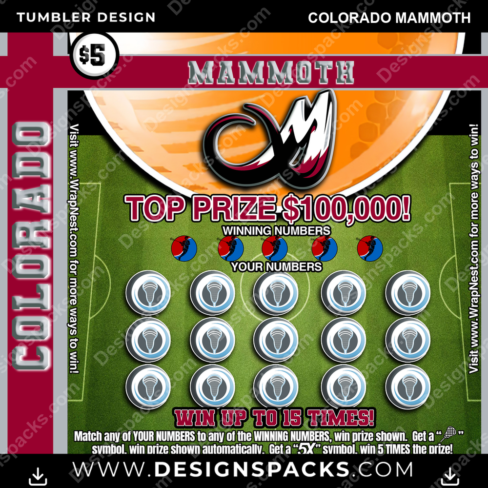 Lacrosse Lottery Ticket Colorado Mammoth Tumbler Digital Wrap Design