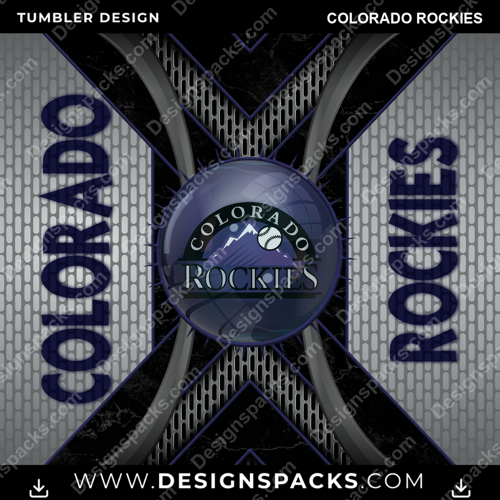 Baseball Metal Grating Colorado Rockies Tumbler Digital Wrap Design