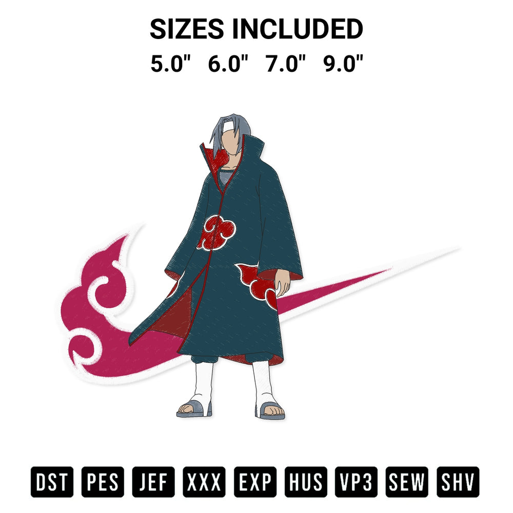 Shop the Itachi Nike Embroidery Design machine embroidery pattern at Designspacks.com. Beautifully digitized for flawless stitching on any fabric. Available sizes: 5.0", 6.0", 7.0", 9.0".