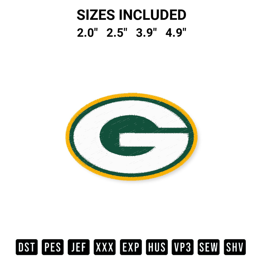 Add a unique touch to your apparel with the Green Bay Packers Logo Embroidery Design embroidery file. Premium instant download available now on Designspacks.com. Available sizes: 2.0", 2.5", 3.9", 4.9".