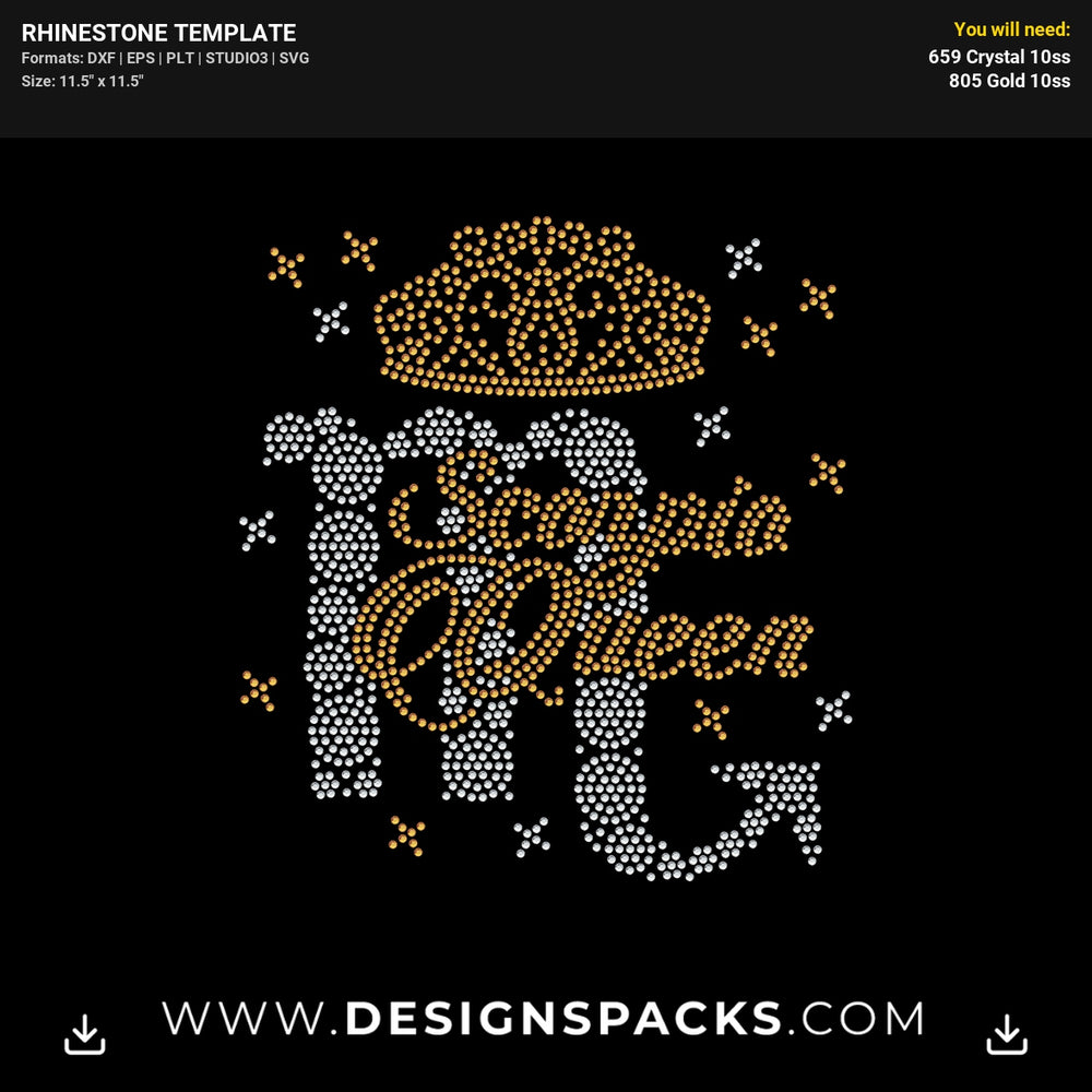 Scorpio Symbol Queen Crown Rhinestone Digital Template