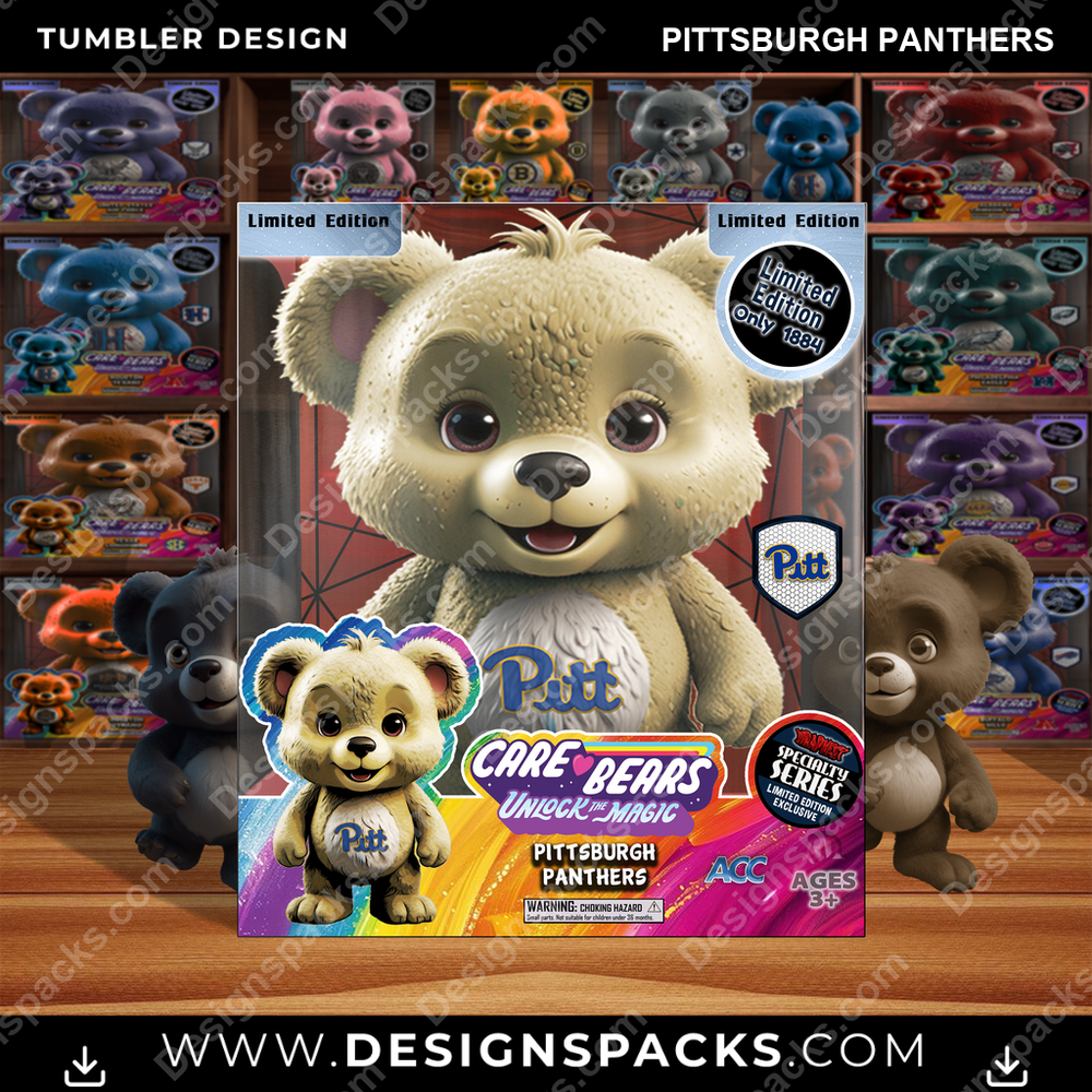 College Sport Care Bear Box Pittsburgh Panthers NCAA College Sport Tumbler Digital Wrap Design Download