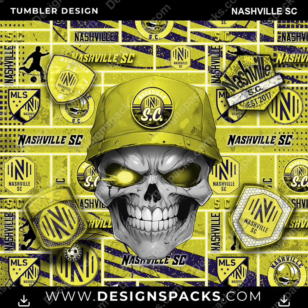 Soccer Skull Nashville SC Tumbler Digital Wrap Design