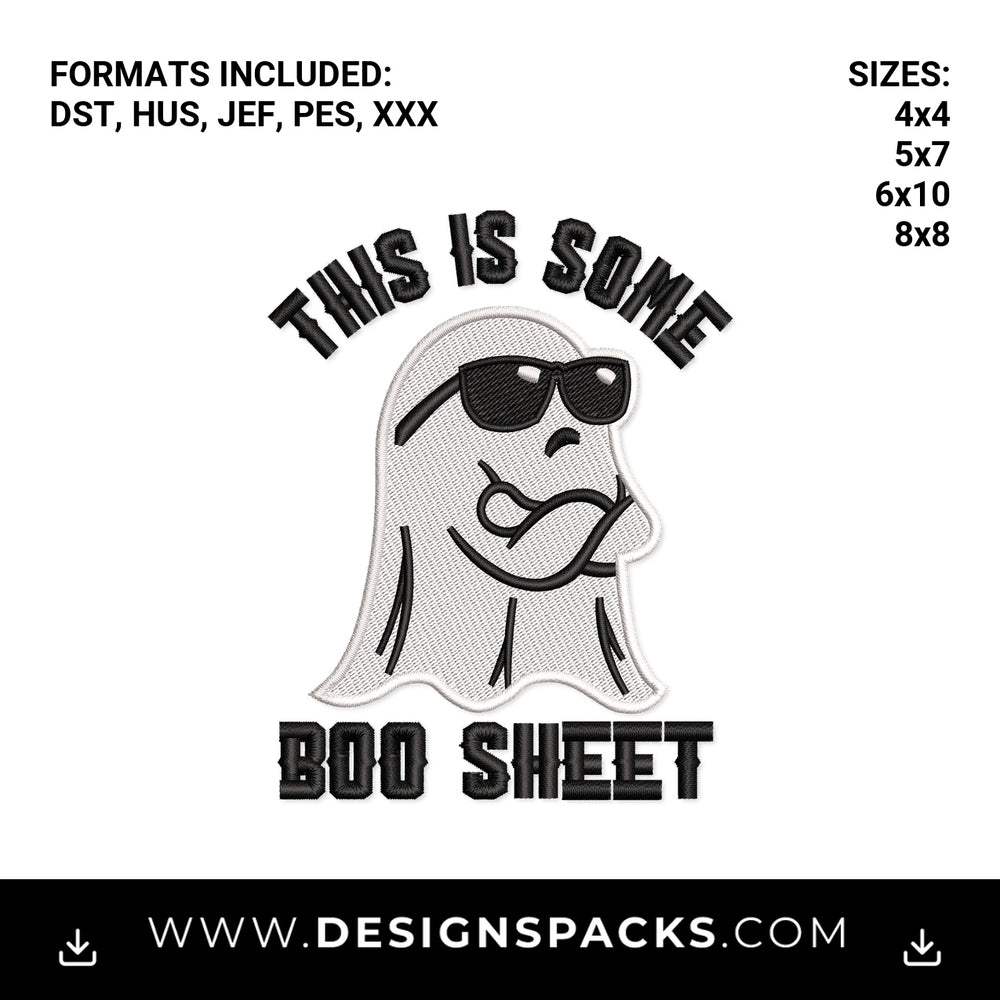 This Is Some Boo Sheet Funny Ghost Embroidery Design - Instant digital download pattern at Designspacks.com