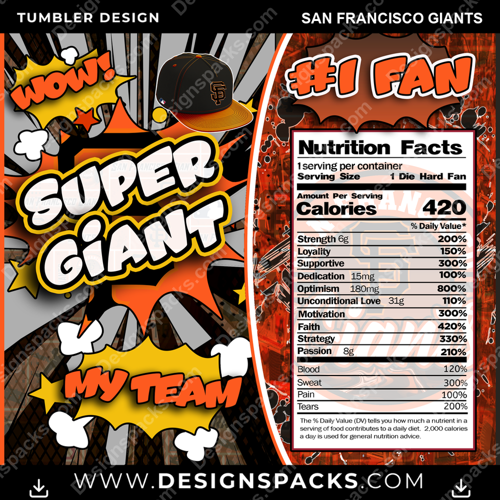 Baseball Super Team San Francisco Giants Tumbler Digital Wrap Design