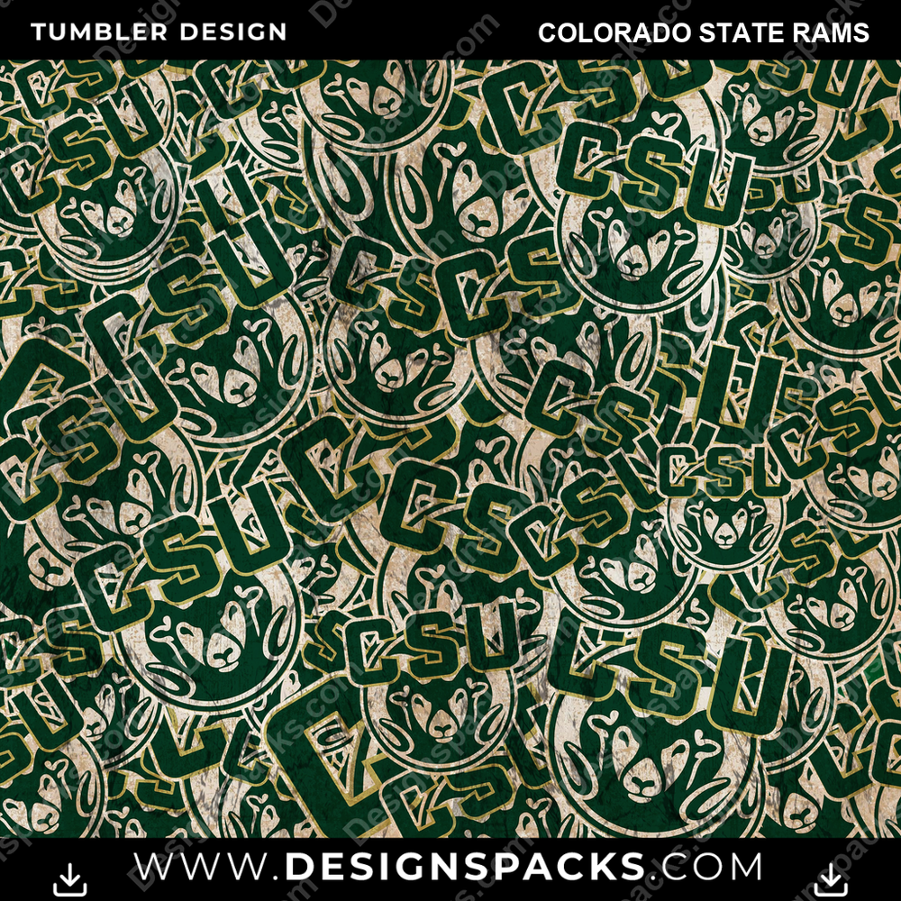 College Sport Logo BG Colorado State Rams Tumbler Digital Wrap Design