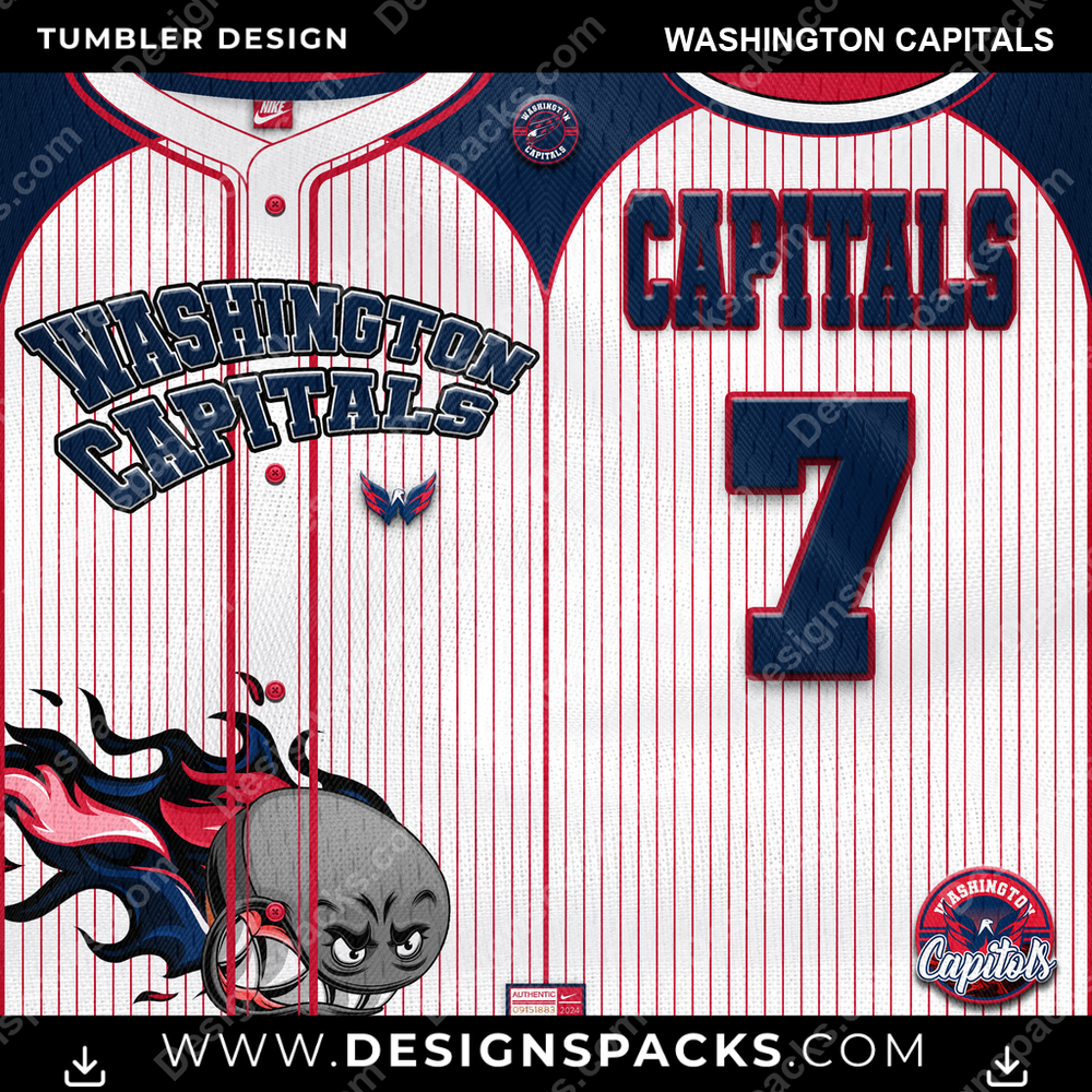 Ice Hockey Team Button-Up Jersey Washington Capitals NHL Hockey Tumbler Digital Wrap Design Download
