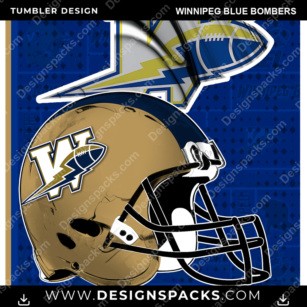 Canada Football Posters Winnipeg Blue Bombers CFL Canada Tumbler Digital Wrap Design Download