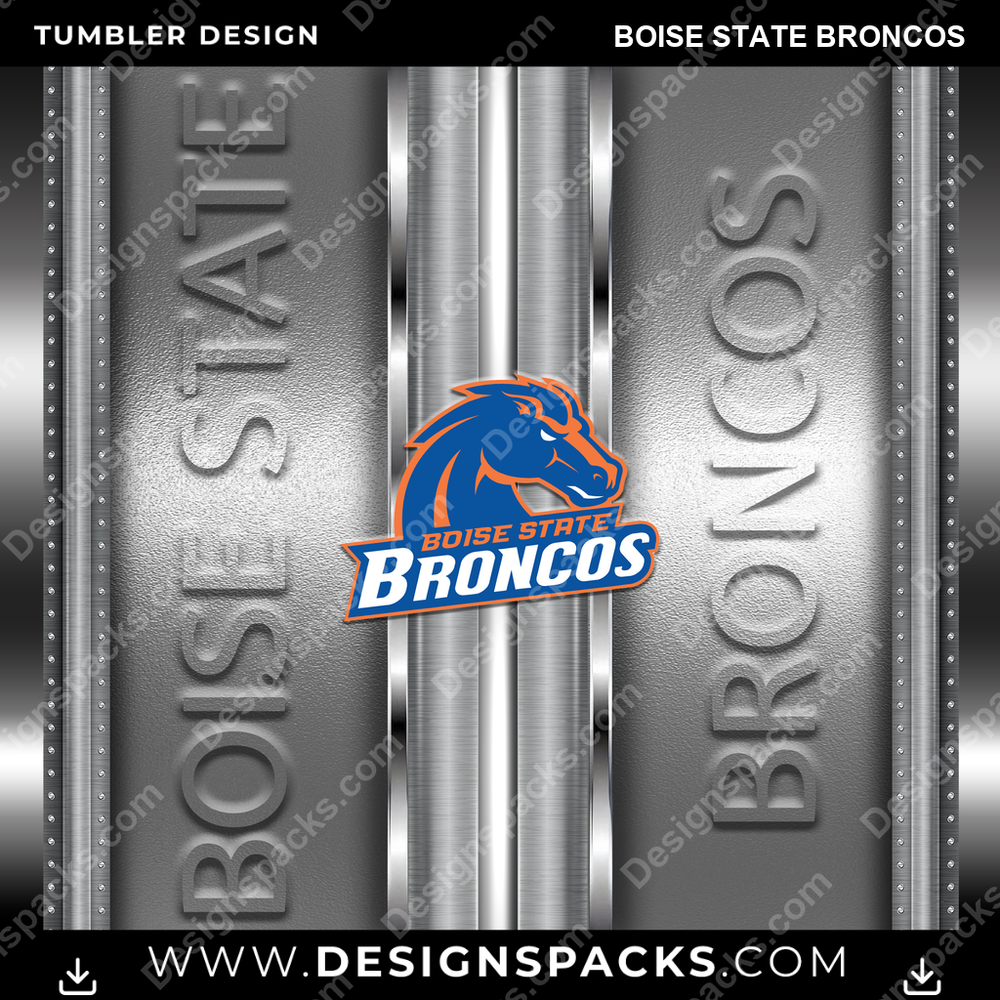 College Sport Metallic Boise State Broncos NCAA College Sport Tumbler Digital Wrap Design Download