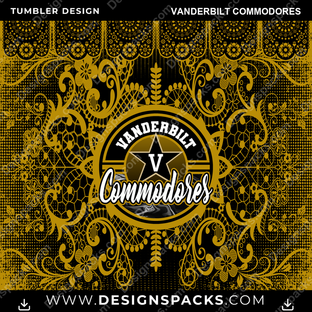 College Sport Lace & Logo Vanderbilt Commodores Tumbler Digital Wrap Design