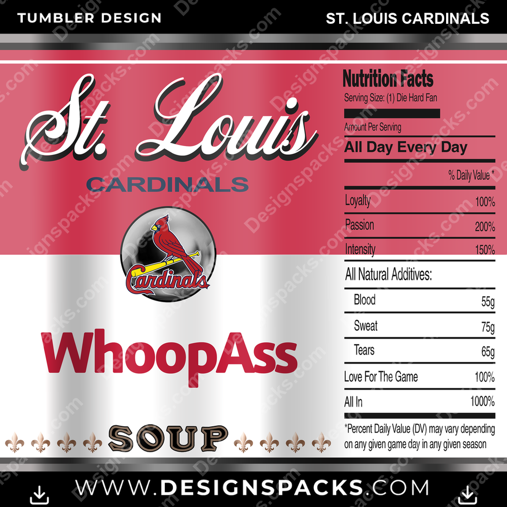 Baseball Soup Can St. Louis Cardinals MLB Baseball Tumbler Digital Wrap Design Download